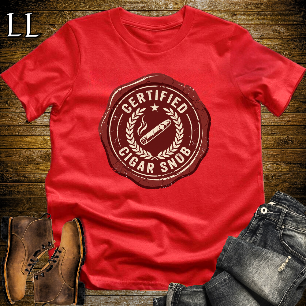 Certified Cigar Snob Softstyle T Shirt Red | Funny Cigar Tee