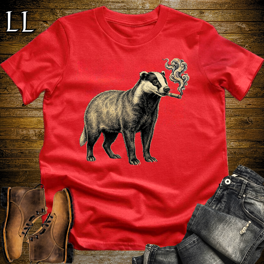 Vintage Cigar Badger Softstyle T Shirt Red | Cigar Badger Tee