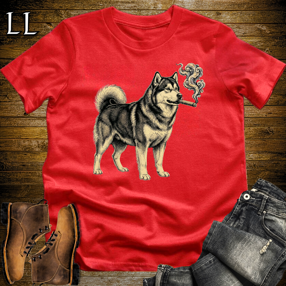 Vintage Cigar Alaskan Malamute Softstyle T Shirt Red | Cigar Alaskan Malamute Tee