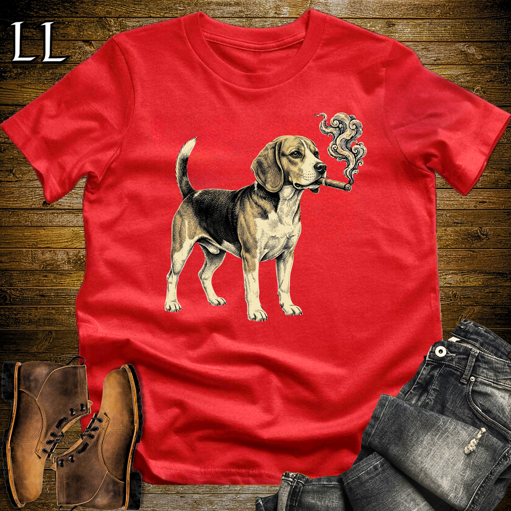 Vintage Cigar Beagle Softstyle T Shirt Red | Cigar Beagle Tee