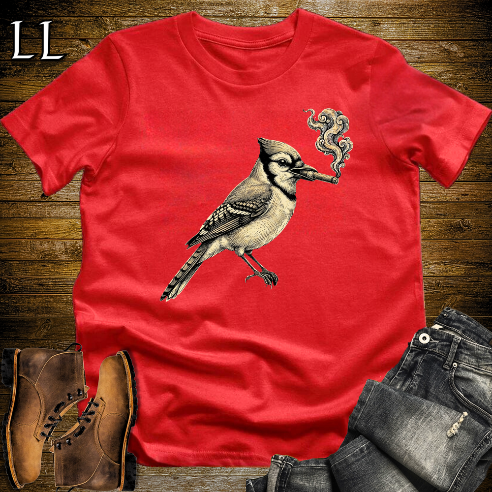 Vintage Cigar Blue Jay Softstyle T Shirt Red | Cigar Blue Jay Tee