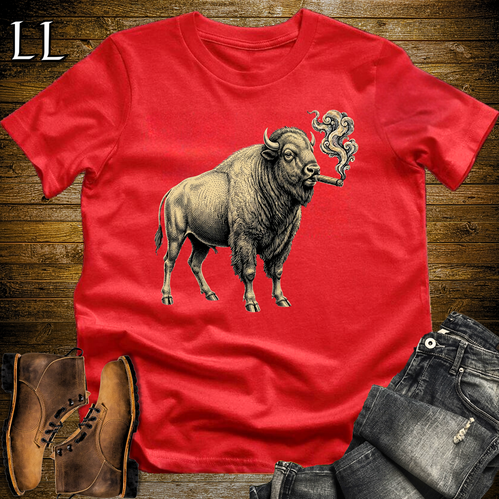 Vintage Cigar Bison Softstyle T Shirt Red | Cigar Bison Tee