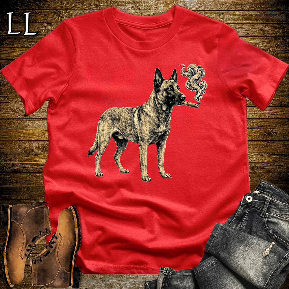Vintage Cigar Belgian Malinois Softstyle T Shirt Red | Cigar Belgian Malinois Tee