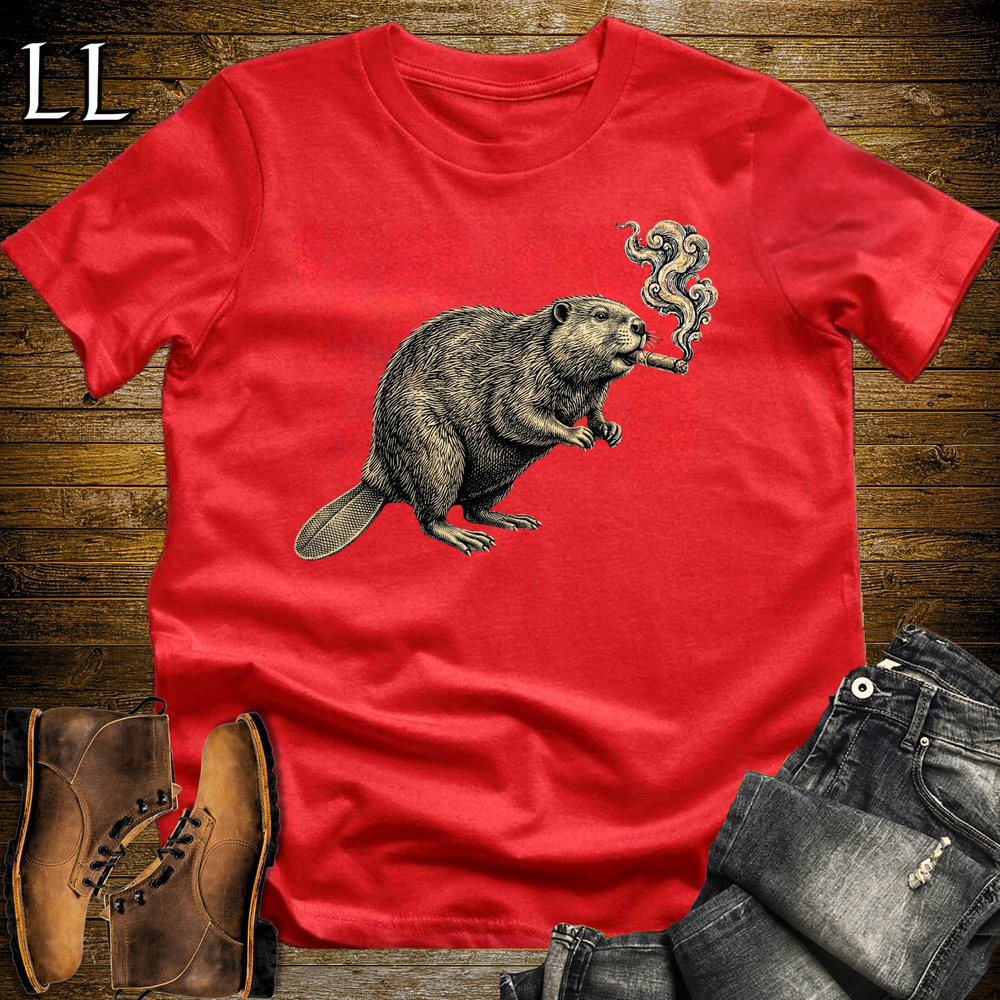 Vintage Cigar Beaver Softstyle T Shirt Red | Cigar Beaver Tee