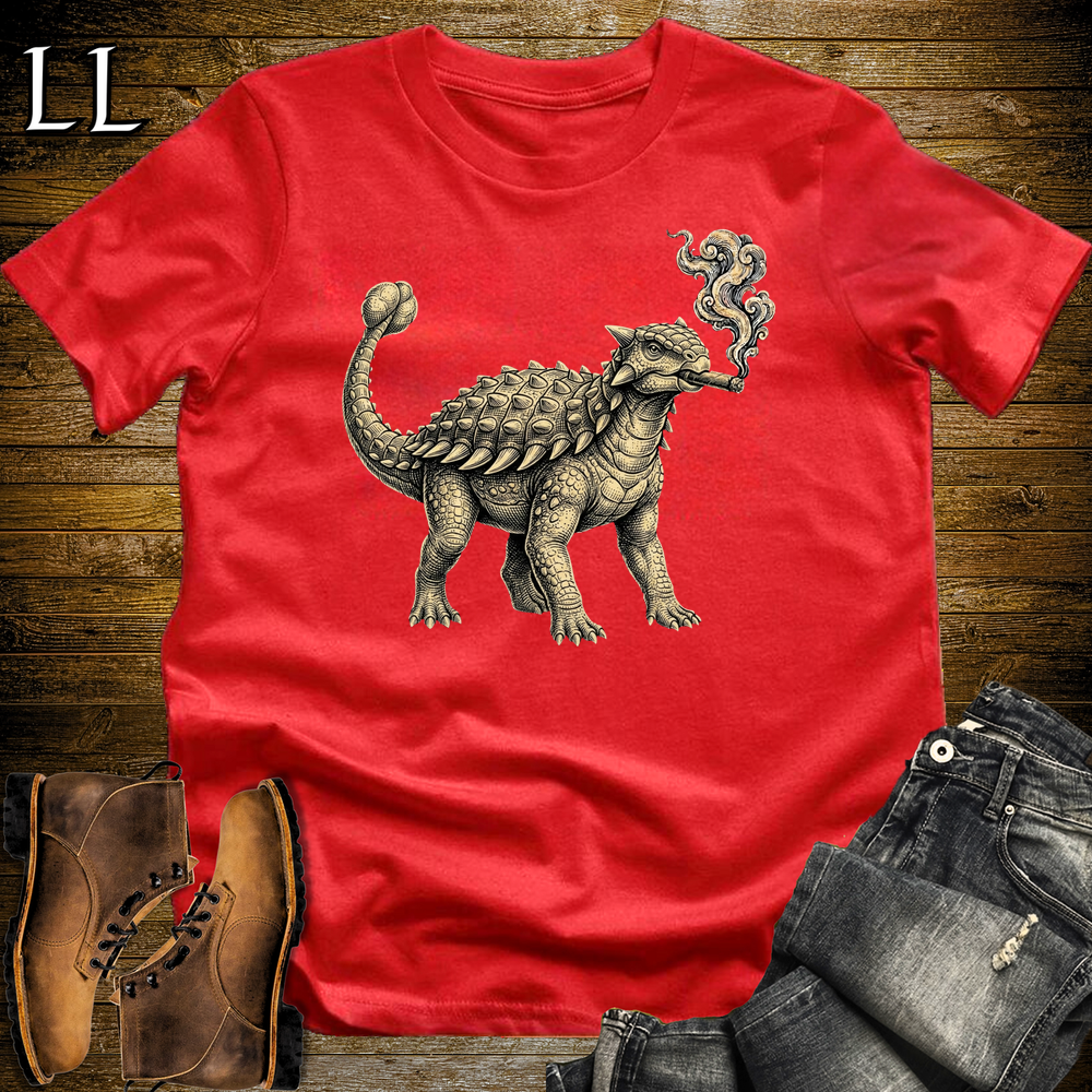Vintage Cigar Ankylosaurus Softstyle T Shirt Red | Cigar Ankylosaurus Tee