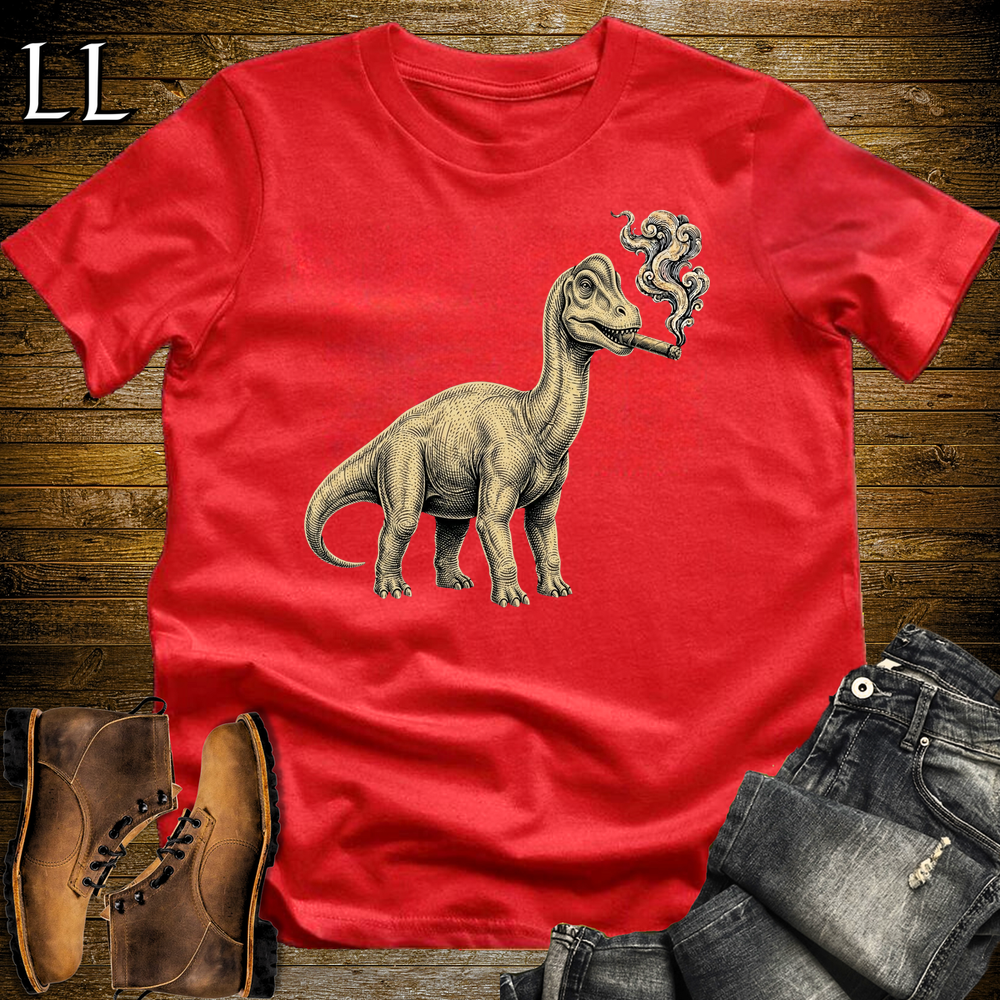 Vintage Cigar Brachiosaurus Softstyle T Shirt Red | Cigar Brachiosaurus Tee