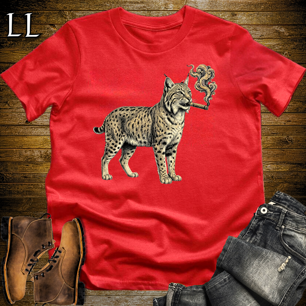 Vintage Cigar Bobcat Softstyle T Shirt Red | Cigar Bobcat Tee