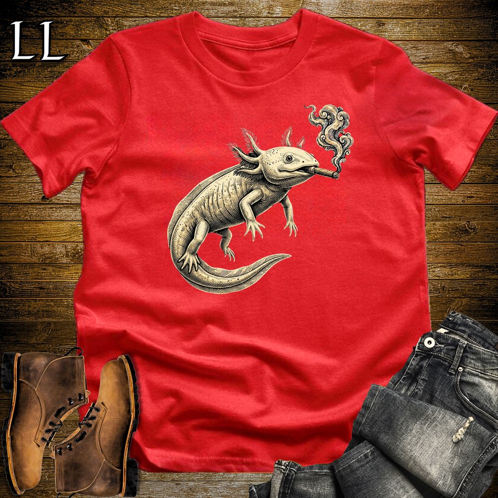 Vintage Cigar Axolotl Softstyle T Shirt Red | Cigar Axolotl Tee