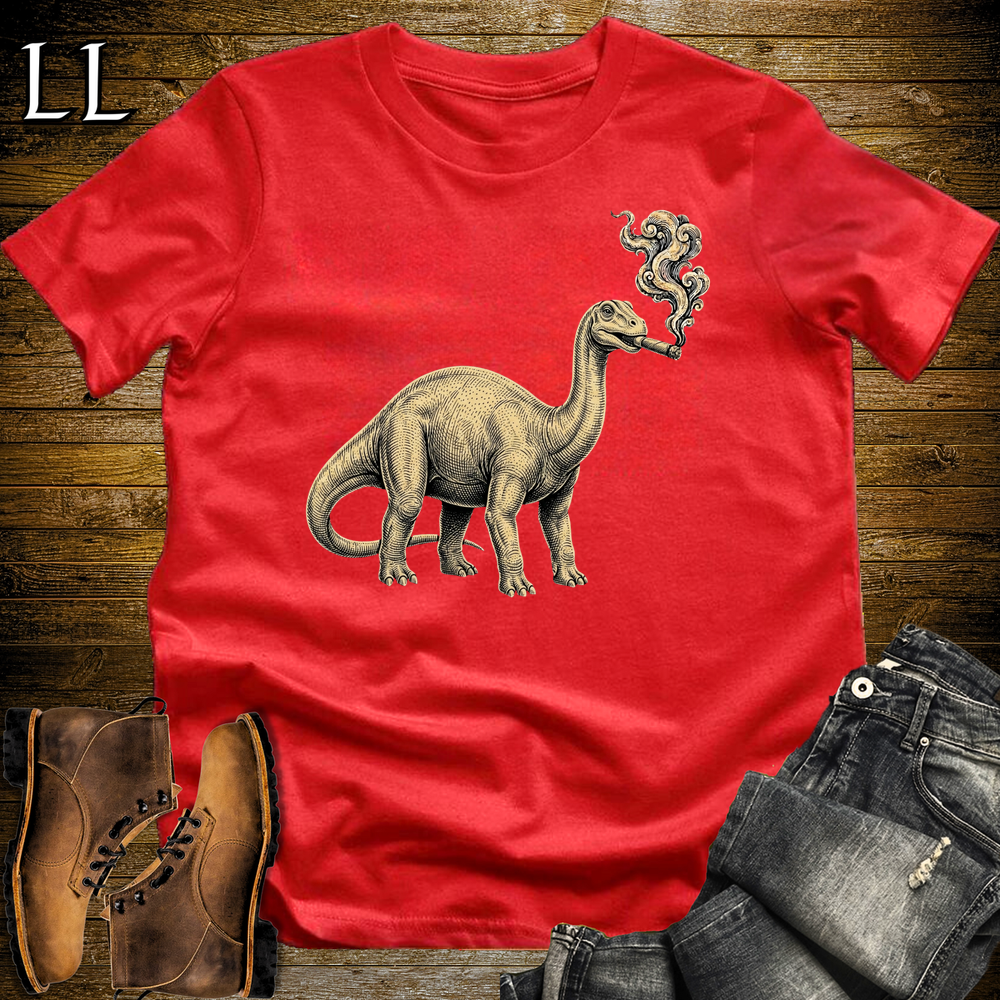Vintage Cigar Apatosaurus Softstyle T Shirt Red | Cigar Apatosaurus Tee