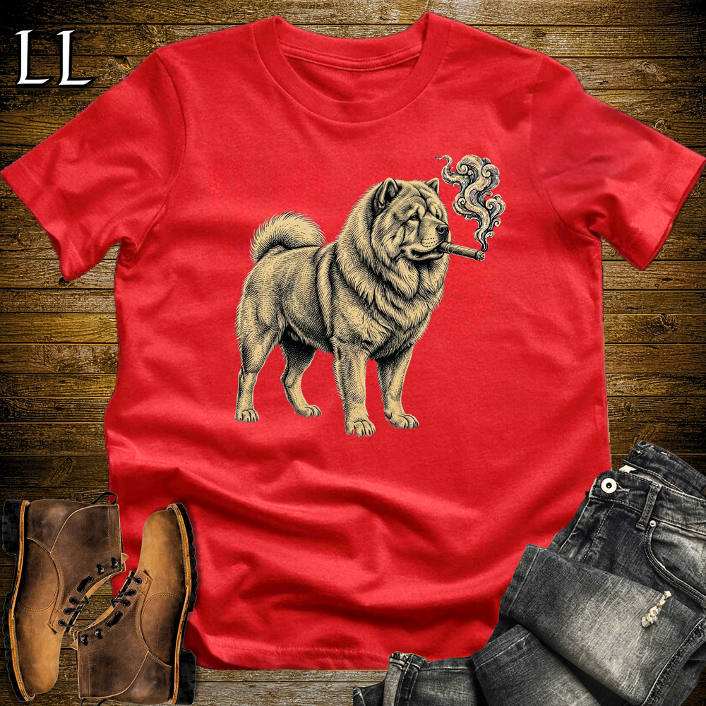 Vintage Cigar Chow Chow Softstyle T Shirt Red | Dog Lover Tee