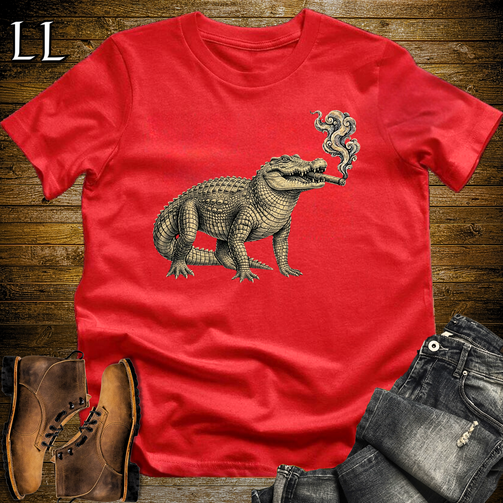 Vintage Cigar Crocodile Softstyle T Shirt Red | Cigar Lover Tee