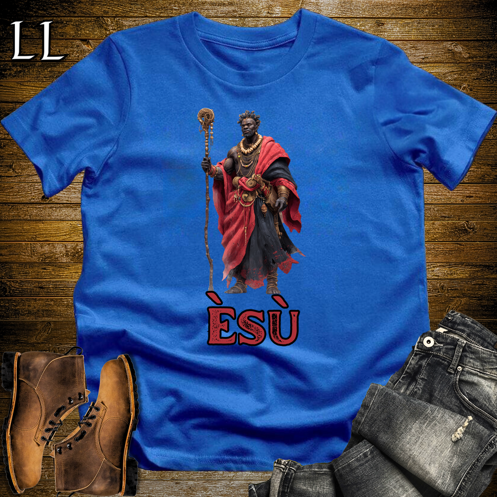 Esu African God Softstyle Tee Royal Blue | Yoruba Crossroads God Tee