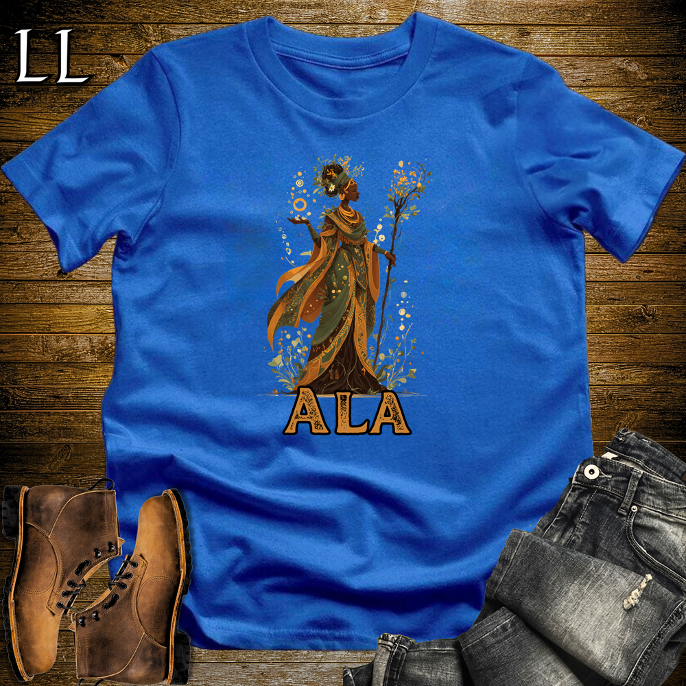 Ala African Goddess Softstyle Tee Royal Blue | Igbo Earth Goddess Tee