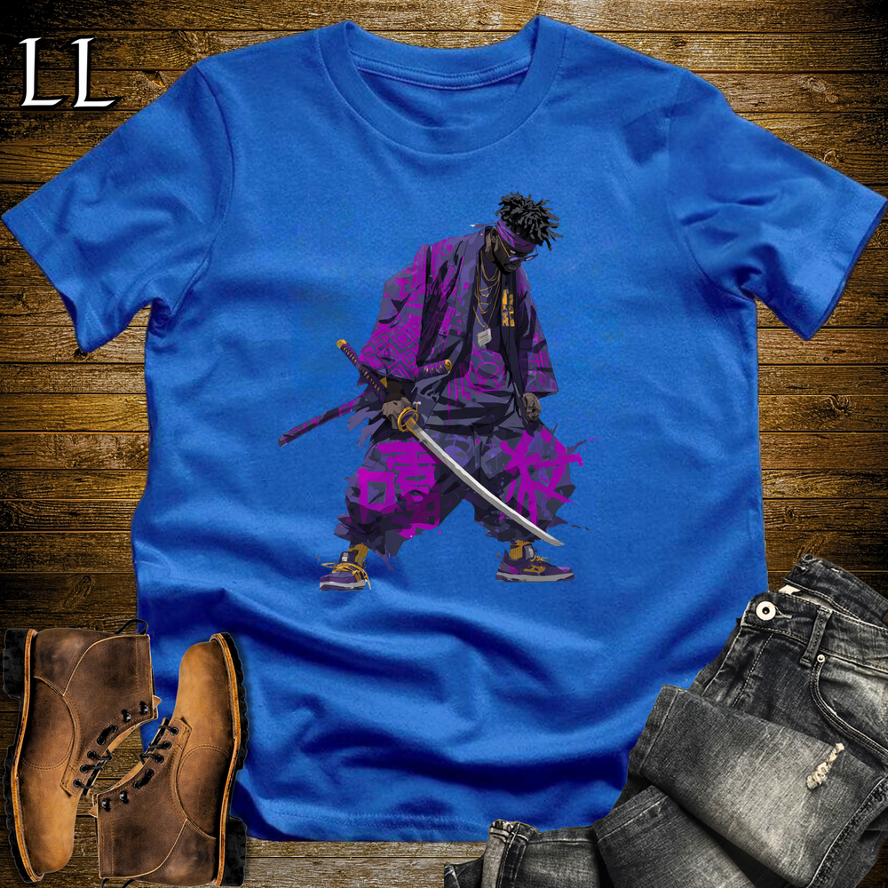 African Purple Street Samurai Royal | African Warrior Tee