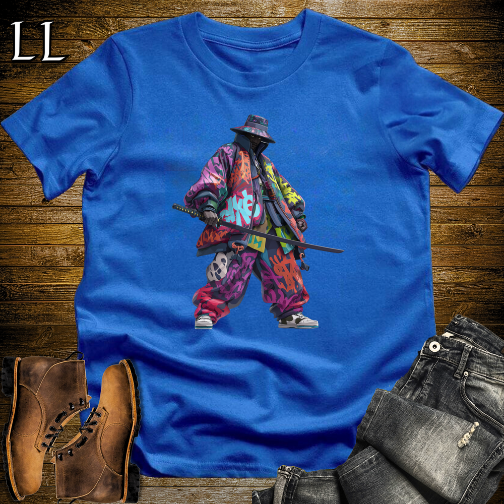 African Graffiti Street Samurai Royal | African Warrior Tee