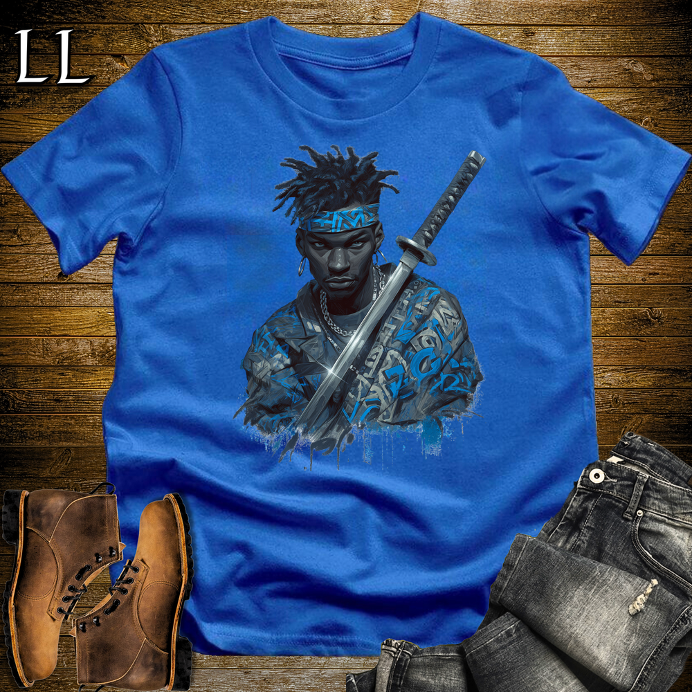African Blue Street Samurai Royal | African Warrior Tee