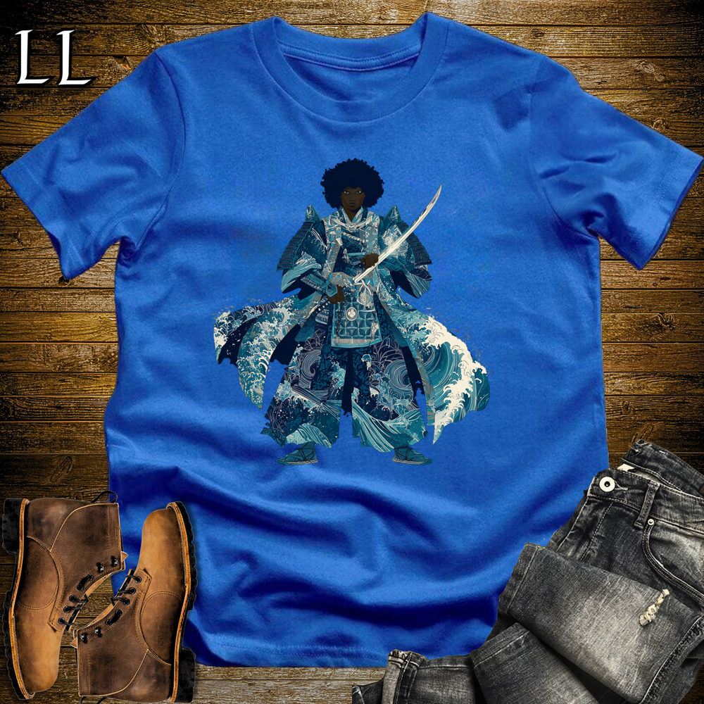 African Crashing Wave Samurai Royal | African Warrior Tee