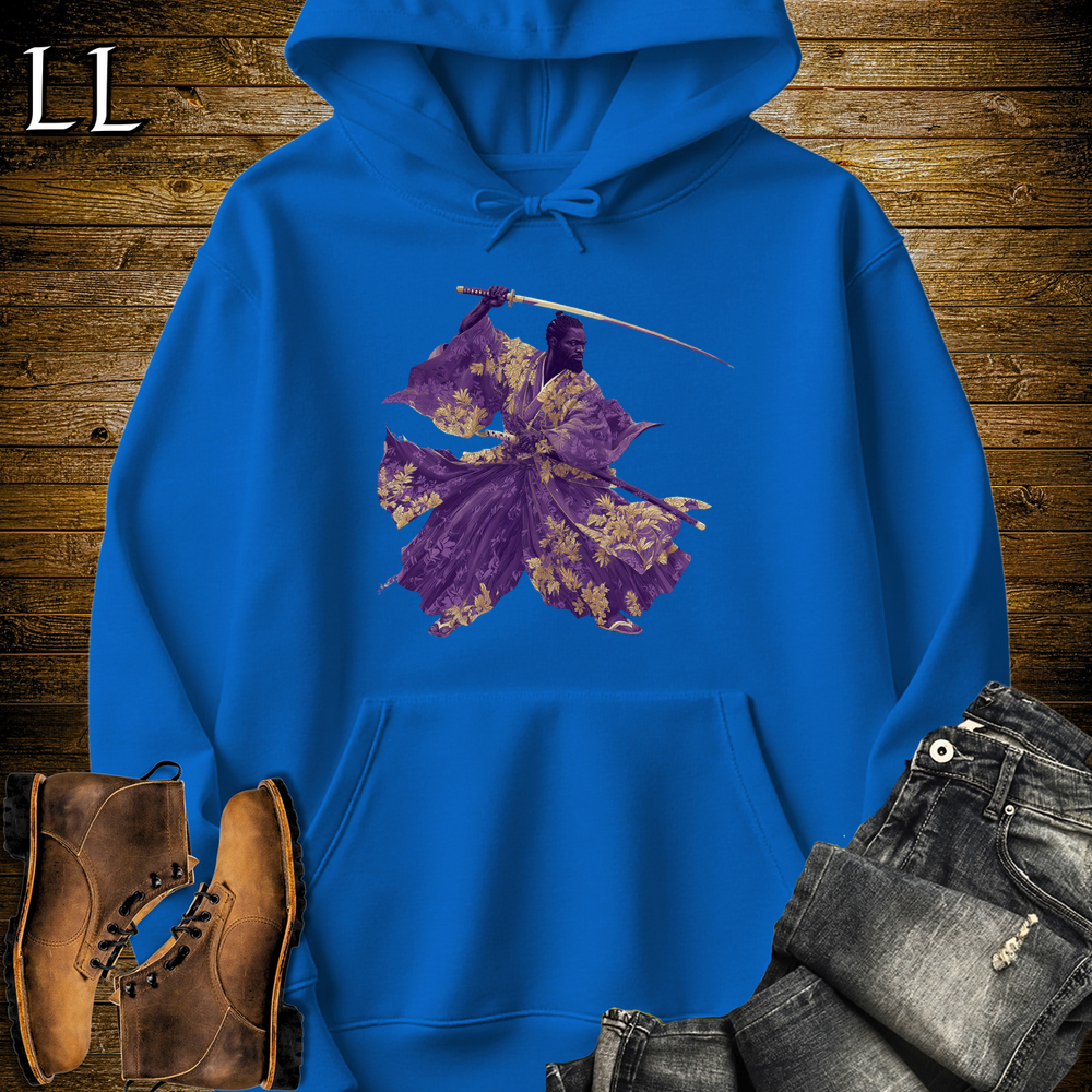 African Gold Blossom Samurai King Hooded Sweatshirt - Royal