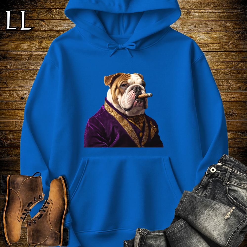 Cigar English Bulldog Hooded Sweatshirt - Royal