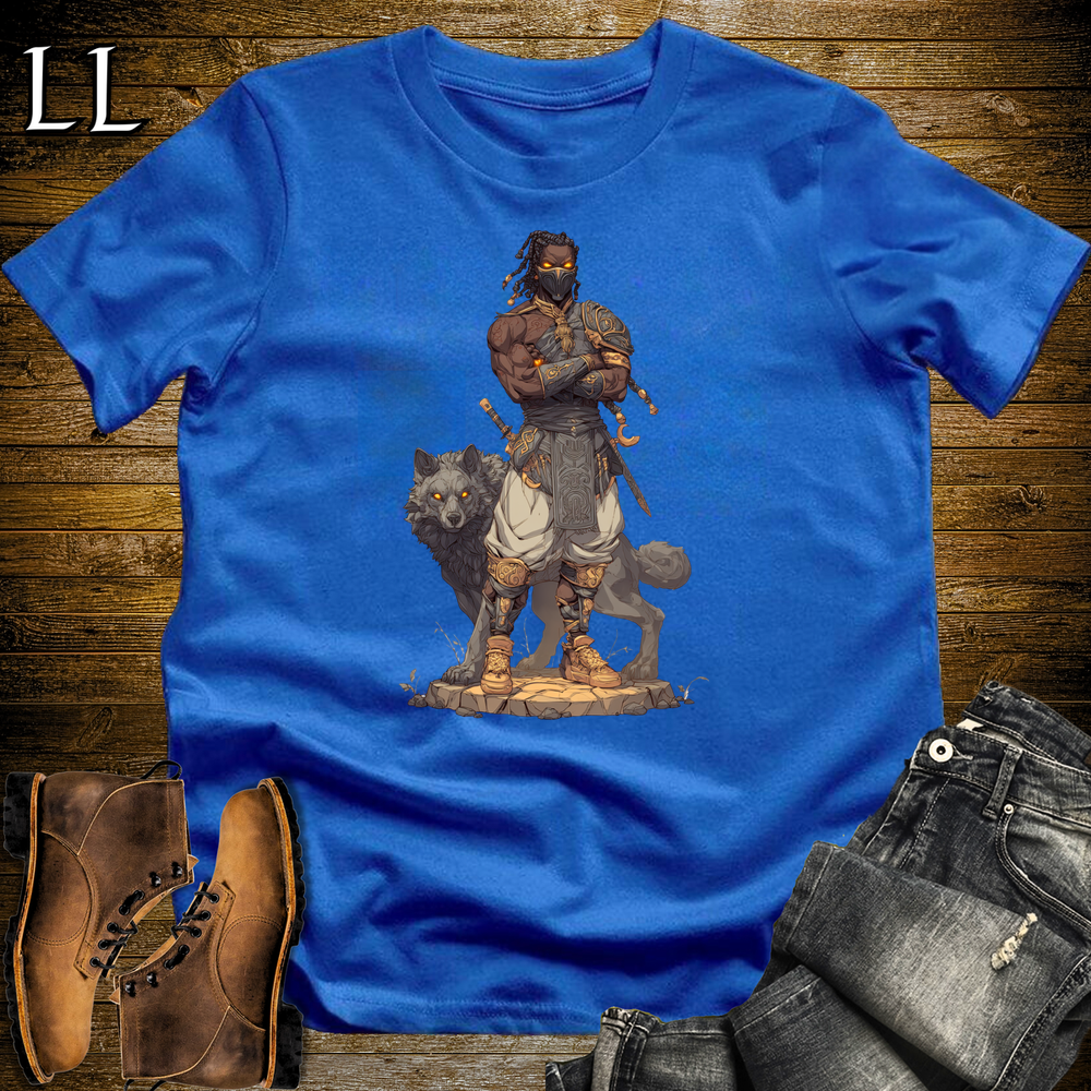 African Black Wolf Assassin Softstyle Tee Royal | African Warrior Tee