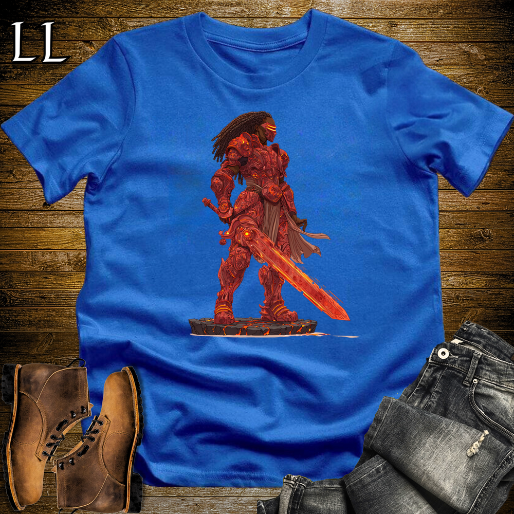 African Lava Sword Warrior Softstyle Tee Royal Blue | African Warrior Tee