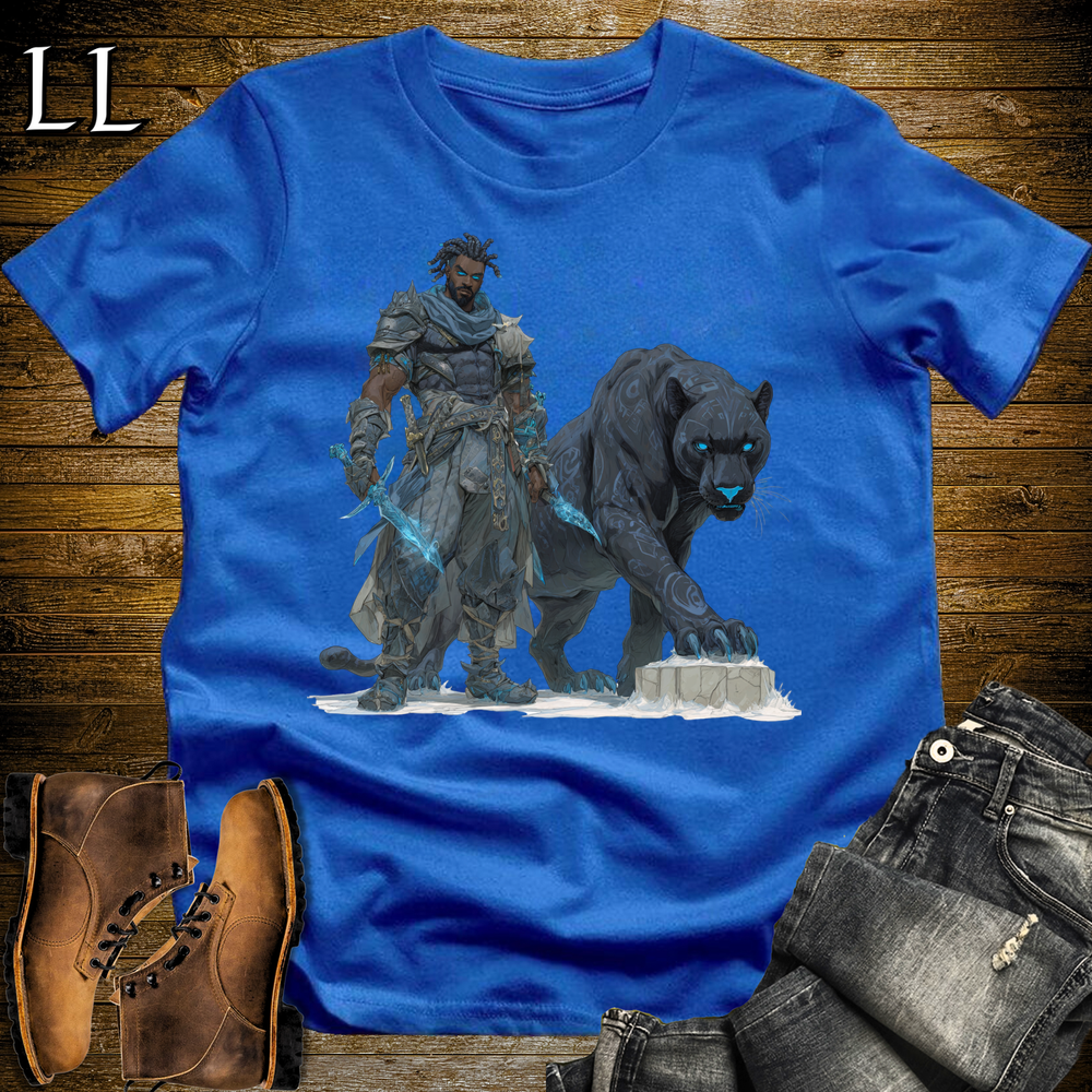 African Runic Black Panther Assassin Softstyle Tee Royal | African Warrior Tee