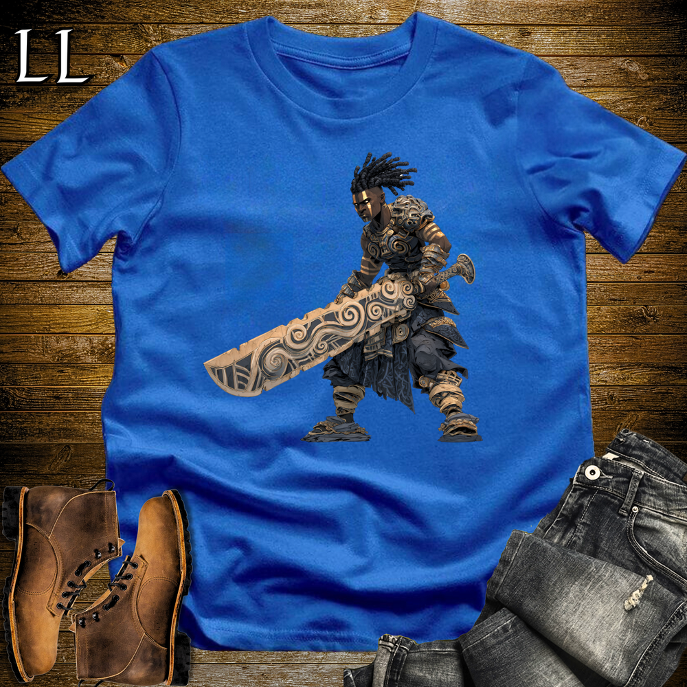 African Ancient God Sword Warrior Softstyle Tee Royal Blue | African Warrior Graphic