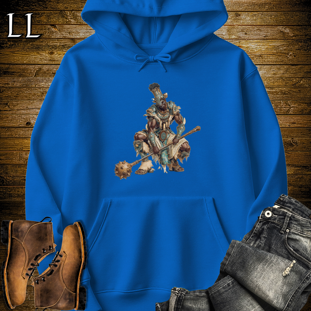 African Bronze Mace Warrior Hooded Sweatshirt - Royal