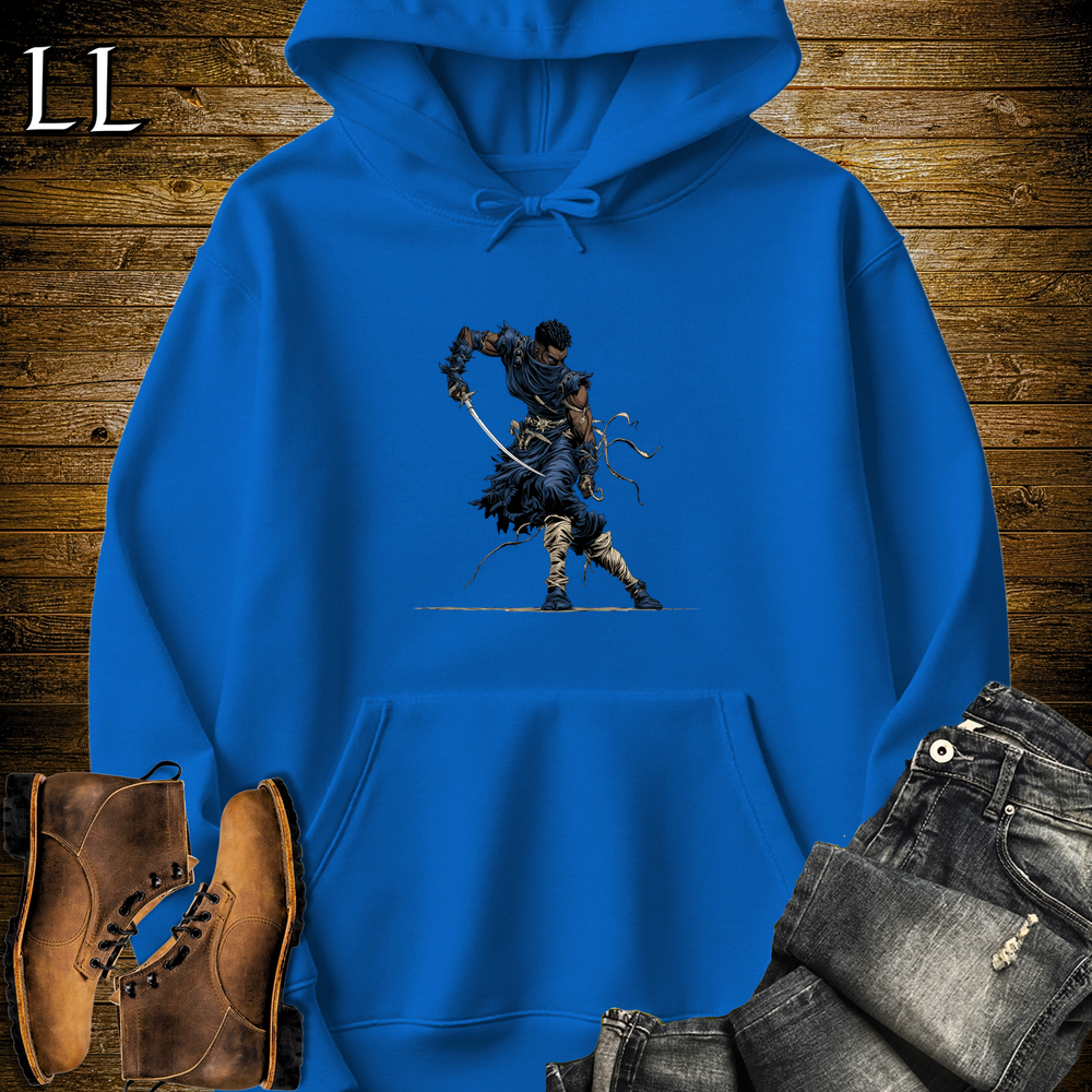 African Blue Mask Assassin Hooded Sweatshirt Royal | African Warrior Hoodie