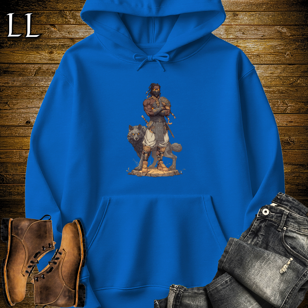 African Black Wolf Assassin Hooded Sweatshirt Royal | African Warrior Hoodie