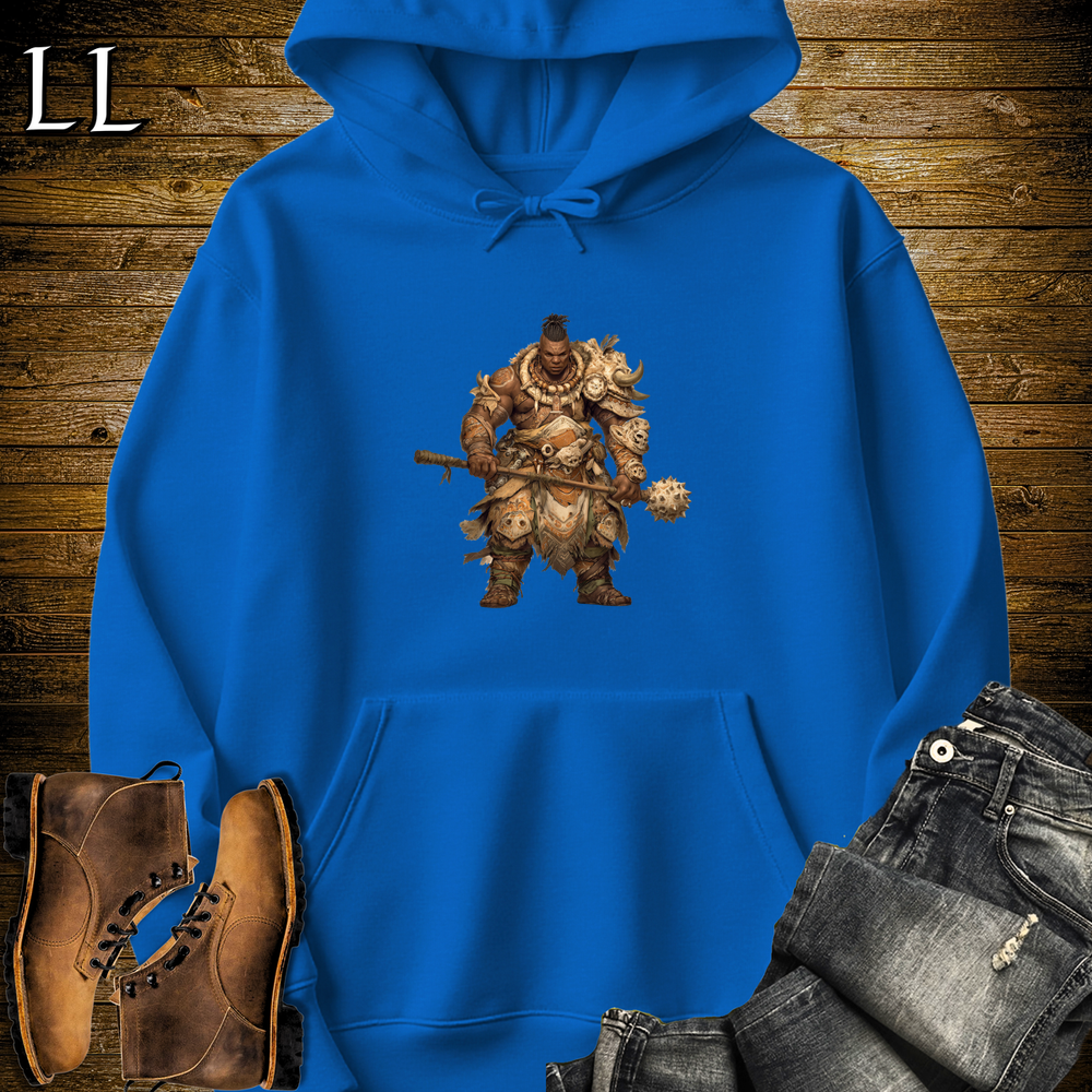 African Bone Mace Warrior Hooded Sweatshirt Royal | Bone Mace Warrior