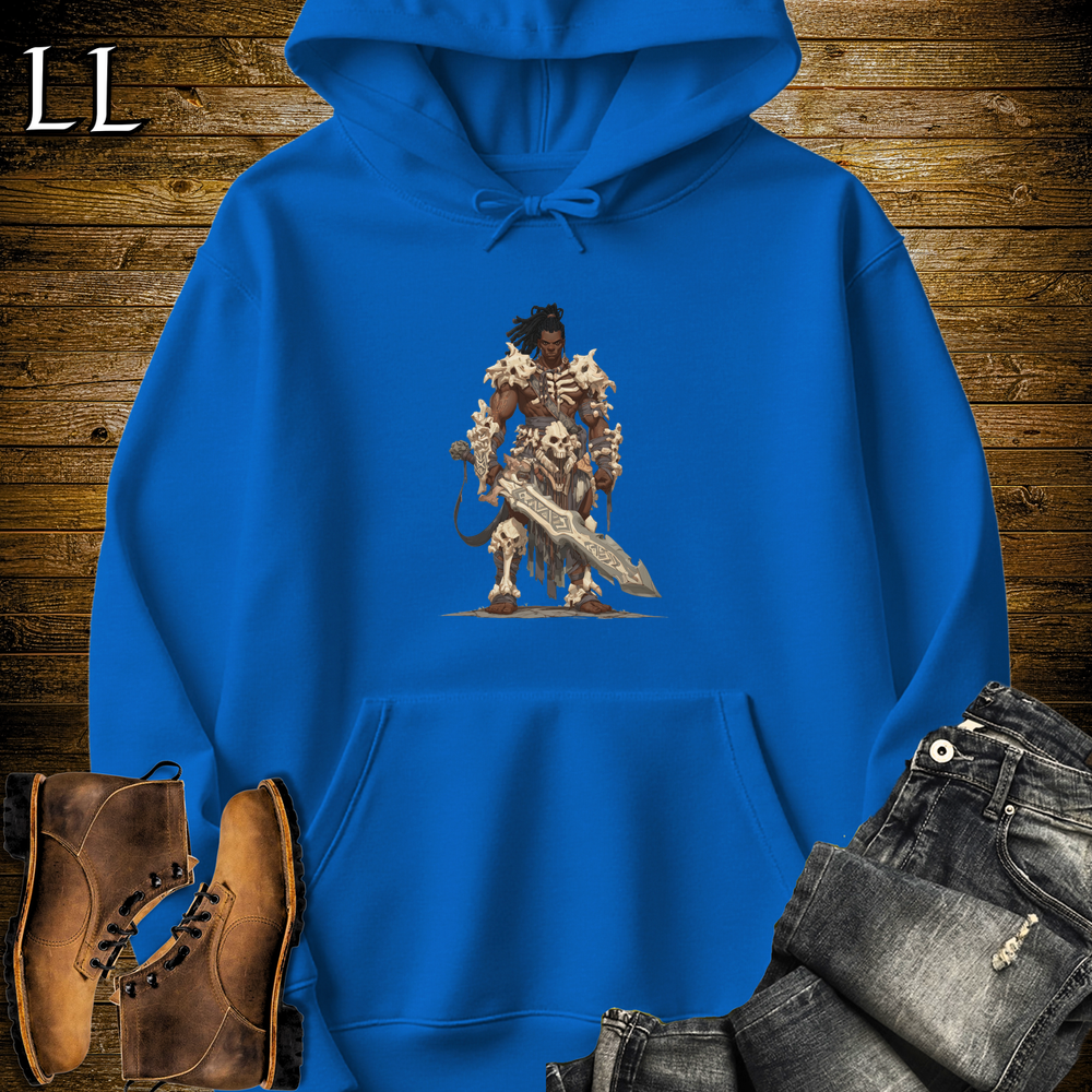 African Bone Barbarian Hooded Sweatshirt Royal | African Warrior Hoodie