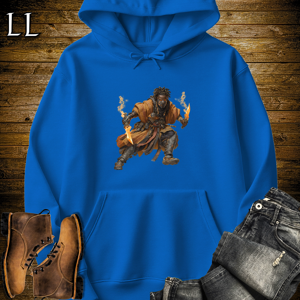 African Flame Dagger Assassin Hooded Sweatshirt - Royal