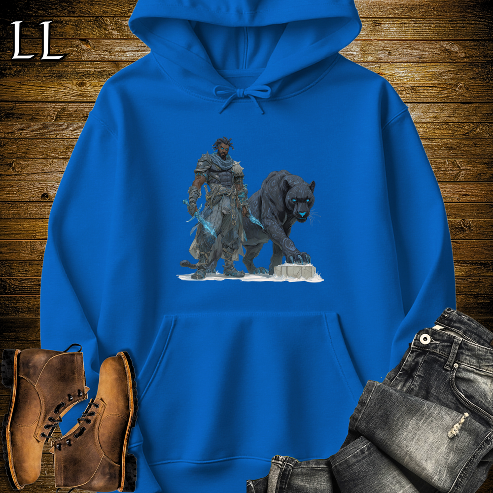 African Runic Black Panther Assassin Hooded Sweatshirt Royal | African Warrior Hoodie