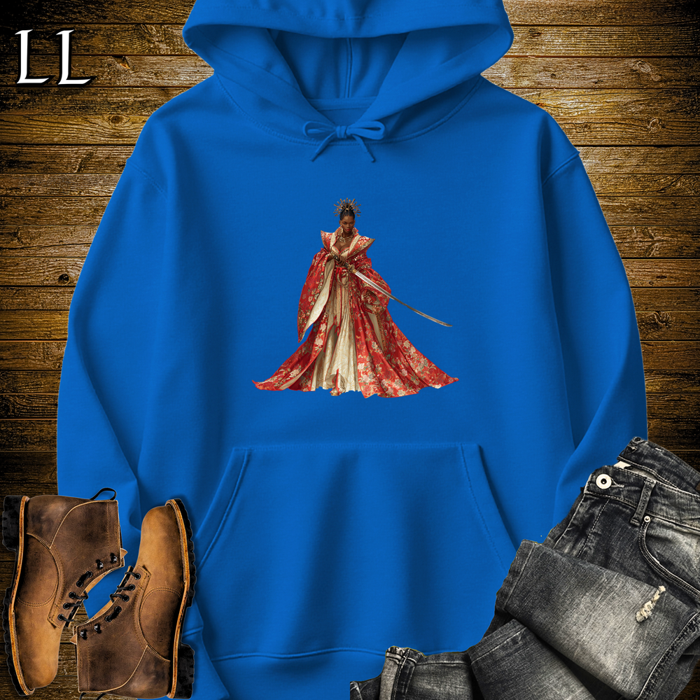 African Red Blossom Samurai Queen Hooded Sweatshirt - Royal