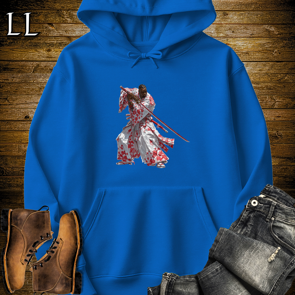 African Red Blossom Samurai Hooded Sweatshirt - Royal