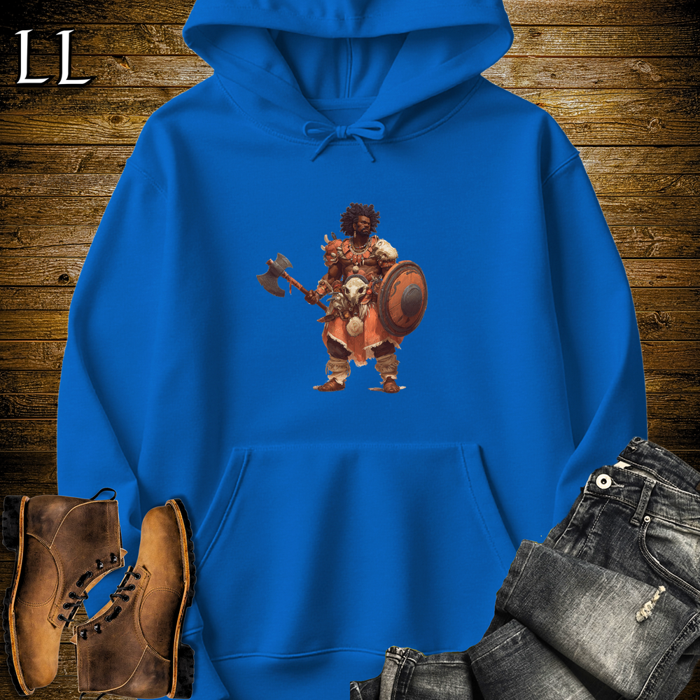 African Tribal Viking King Hooded Sweatshirt Royal | Viking Warrior