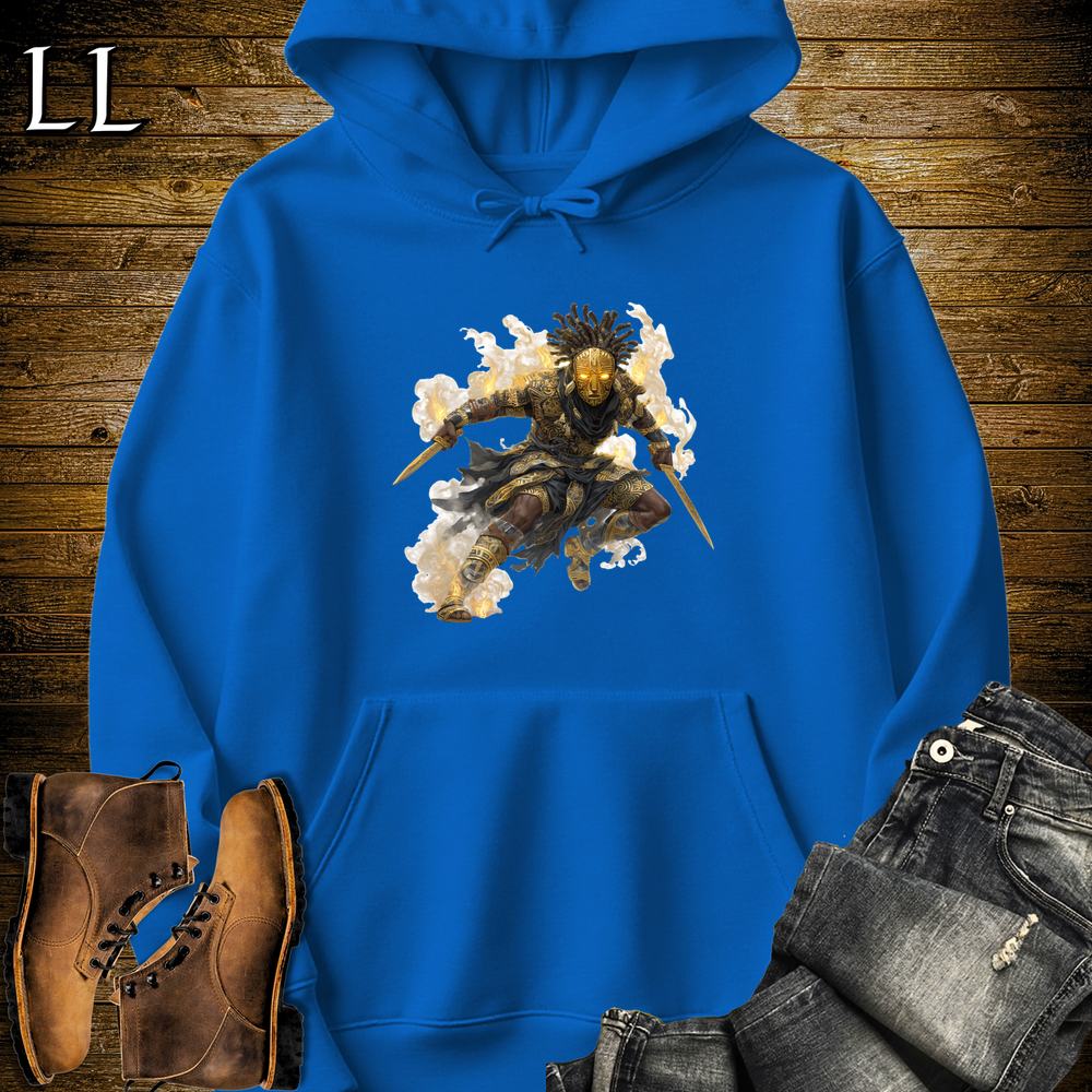 African Tribal Mask Assassin Hooded Sweatshirt Royal | African Warrior Hoodie
