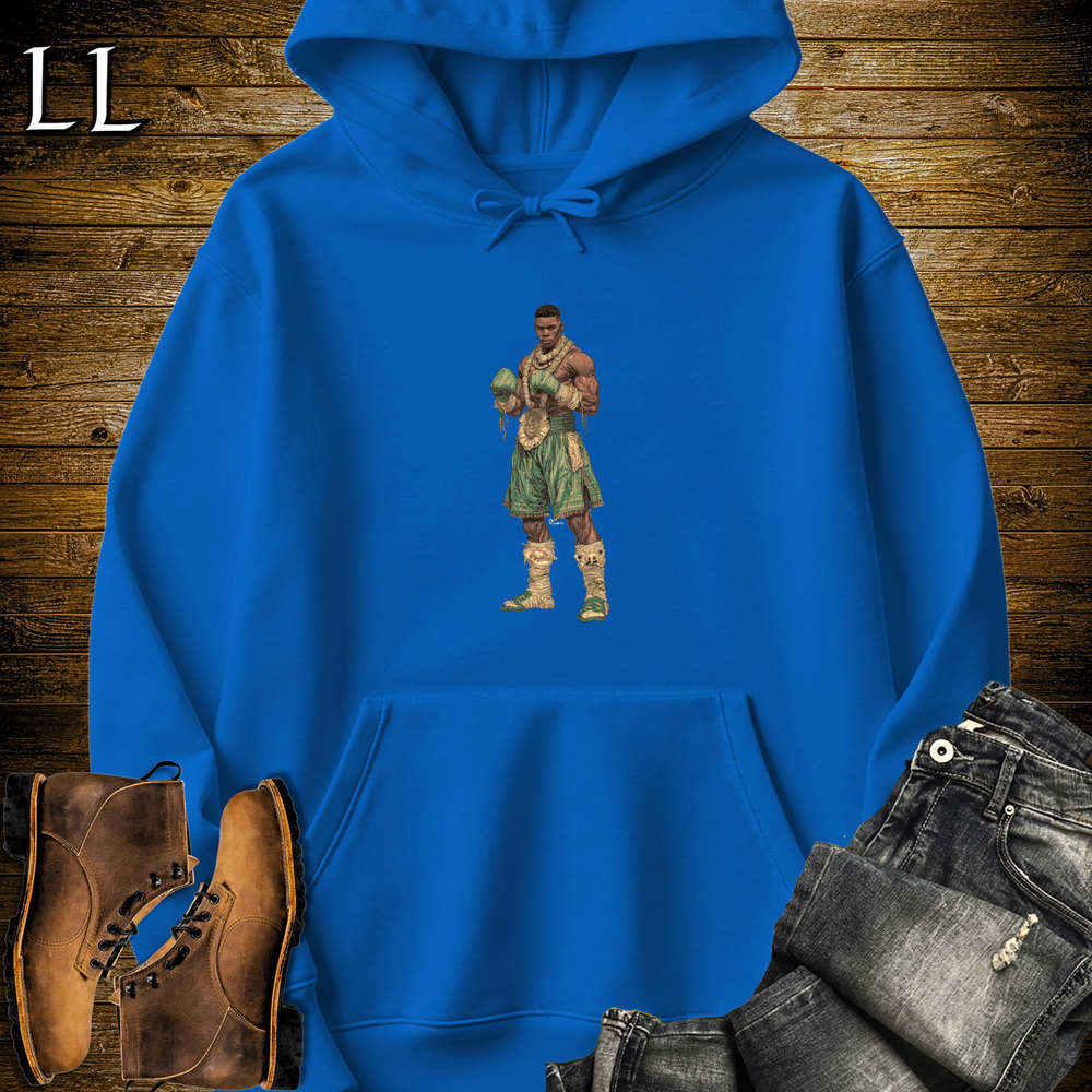 African Tribal Boxing King Hooded Sweatshirt Royal | Boxer Warrior