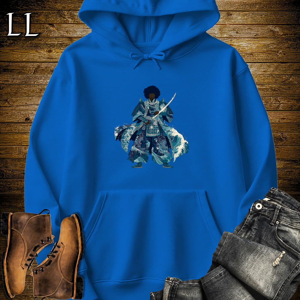 African Crashing Wave Samurai Hooded Sweatshirt - Royal