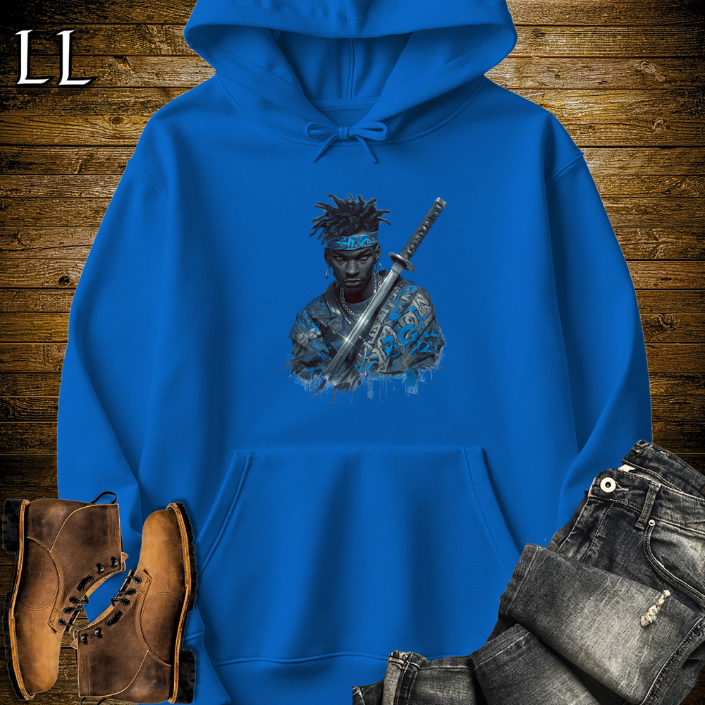 African Blue Street Samurai Hooded Sweatshirt - Royal