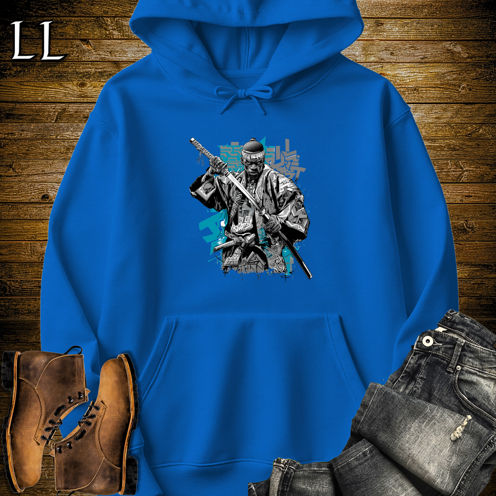 African Silver Street Samurai Hooded Sweatshirt - Royal