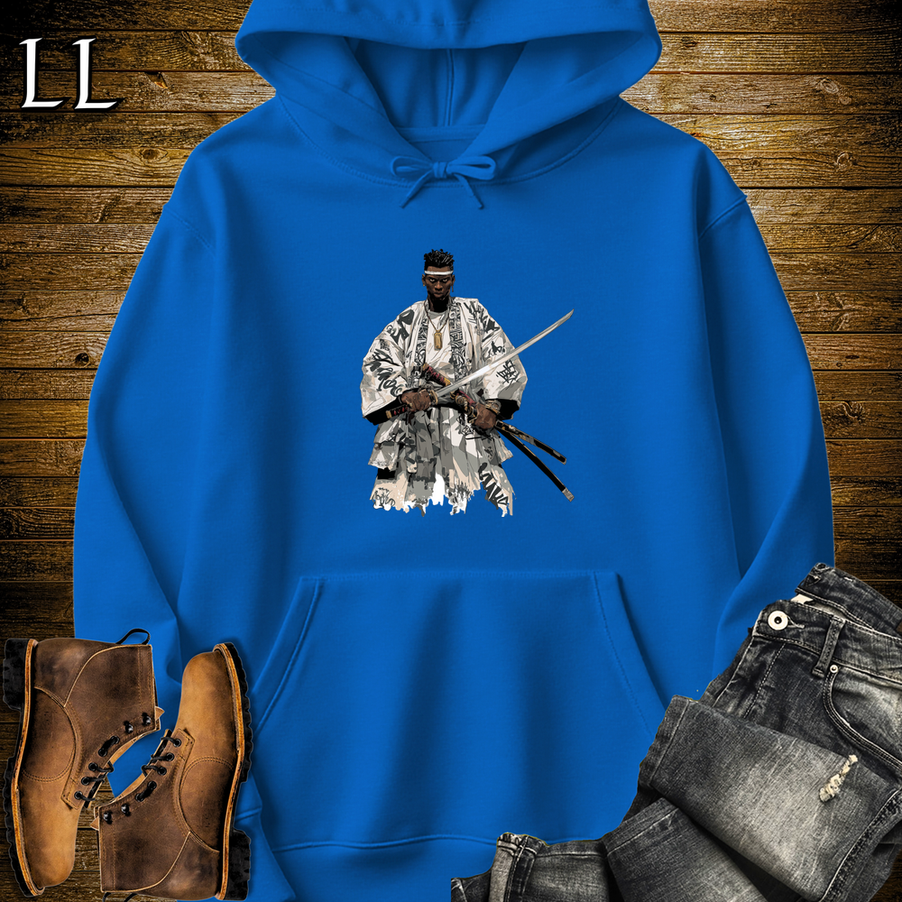 African White Street Samurai Hooded Sweatshirt - Royal