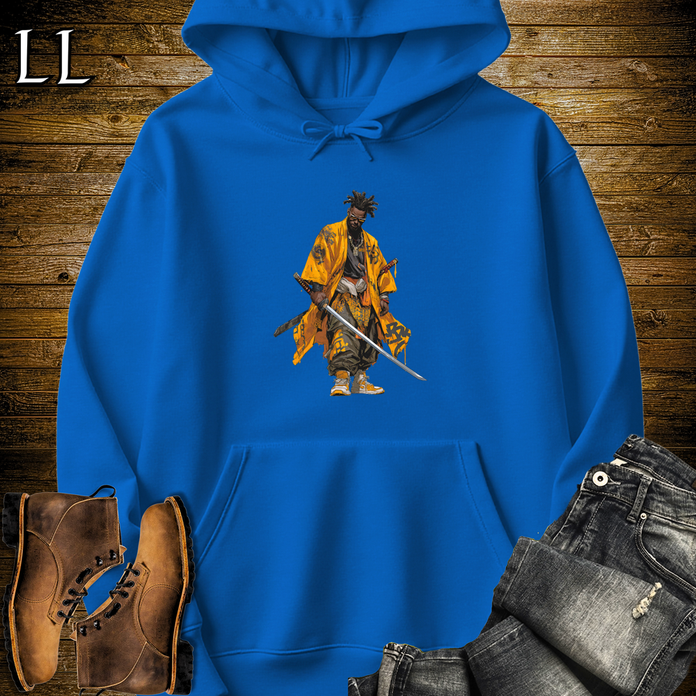 African Yellow Street Samurai Hooded Sweatshirt - Royal