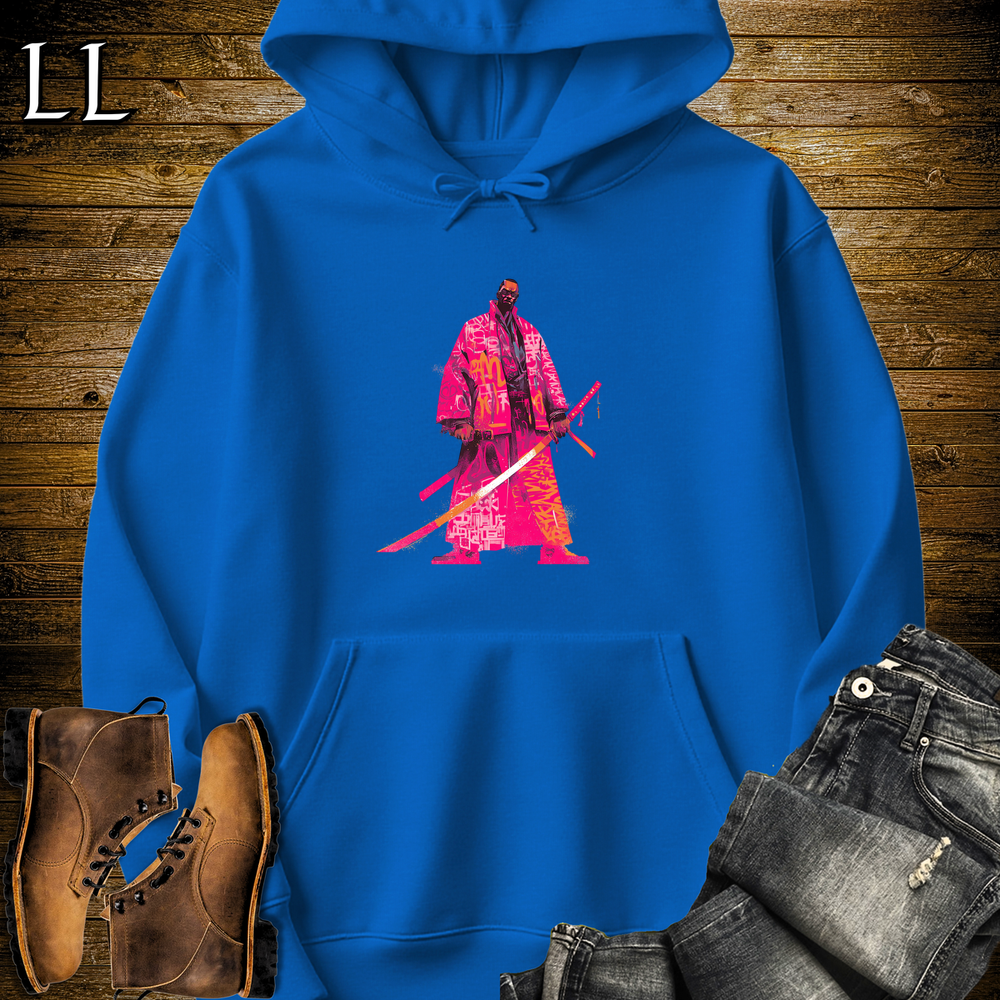 African Pink Street Samurai Hooded Sweatshirt - Royal