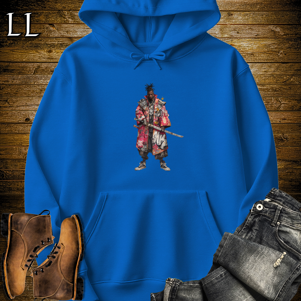 African Red Street Samurai Hooded Sweatshirt - Royal