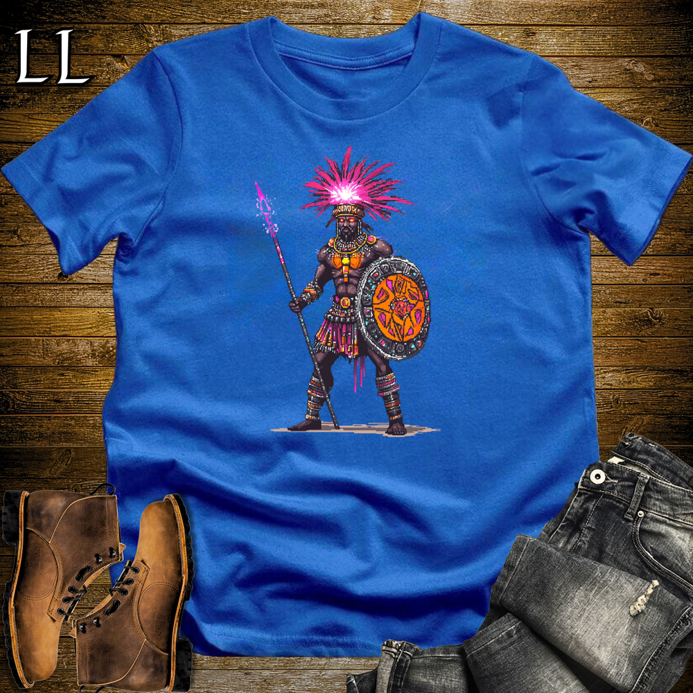 African 16 Bit Zulu Spear King Royal Blue | Zulu Warrior Tee