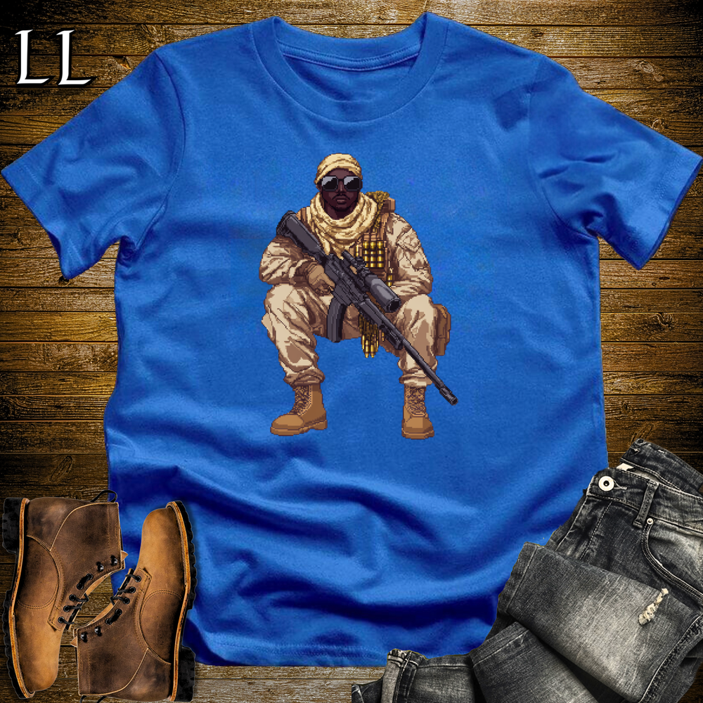 African 16 Bit Desert Sniper Royal Blue | African Warrior Tee
