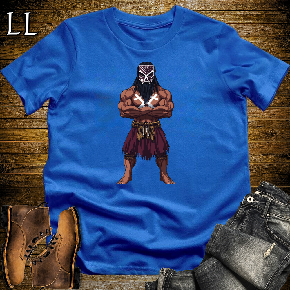 African 16 Bit Dogon Mask Guard Royal Blue | African Warrior Tee
