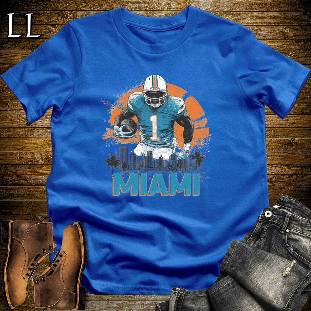 Miami Football Number 1 T Shirt - Royal